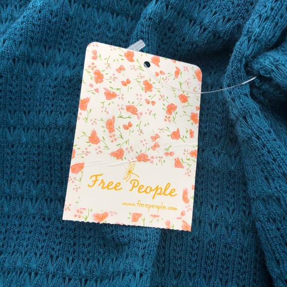 Free People Blue Knit Off The Shoulder Top, NWT - Picture 7 of 9